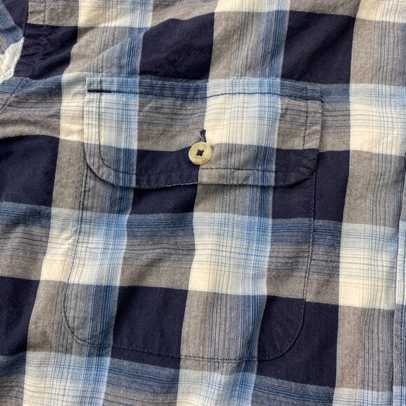 Eddie Bauer Plaid Shirt Men Medium M Blue Button Up Classic Fit Casual Polo - Picture 4 of 9